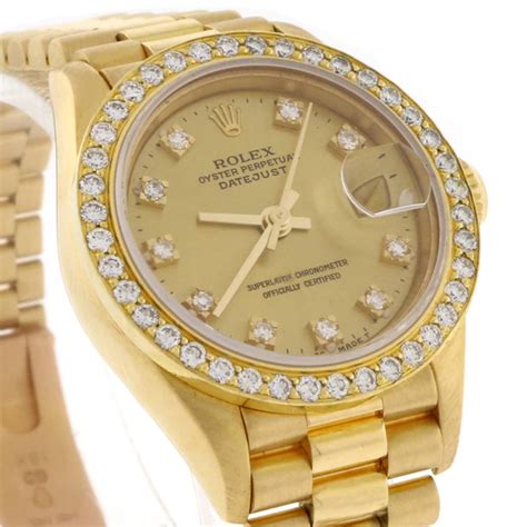 rolex 18kt yellow datejust champagne diamond bezel|rolex diamond set bracelet.